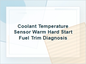Coolant Temperature Sensor Warm Hard Start Diagnosis